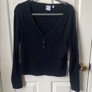 TNA Black Buttoned Long Sleeve Top